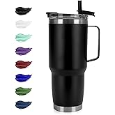 HASLE OUTFITTERS 30oz Tumbler With Handle, Insulated Travel Coffee Mug With Straw Leak-Proof Double Wall Stainless Steel Vacuum Tumblers Metal Cup with Straw for Hot and Cold Drink