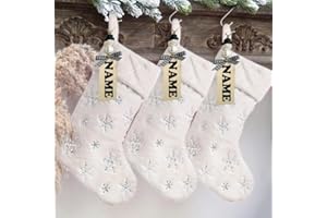 AOGU 3 Pack 22 Inch Faux Fur Sequin Snowflake Christmas Stockings Snowy White Christmas Stockings Hanging Ornaments Candy Gift Bags for Christmas Decorations