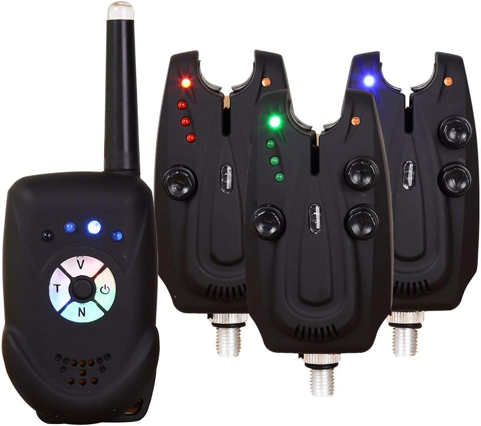 Mounchain Fishing Bite Alarm Set, Wireless Bite Alarm Wireless Digital Alarm with LED Multiple Colors