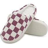 Jogyew Women House Fuzzy Slippers - Plaid Scuff Checkered Slip-on Memory Foam Indoor Outdoor Comfortable Soft Slides