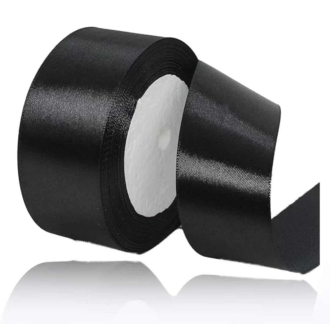 Black Ribbon 40mm for Christmas Party Decorations，23 Meters Black Satin Ribbon for Gift Wrapping, Crafting, Wedding Party, Christmas, Hair Bows, Floral Bouquets, Anniversaries，Baby Showers