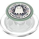Spooky Ghost Dark Humor Living The Dream Bookish Reading PopSockets PopGrip for MagSafe