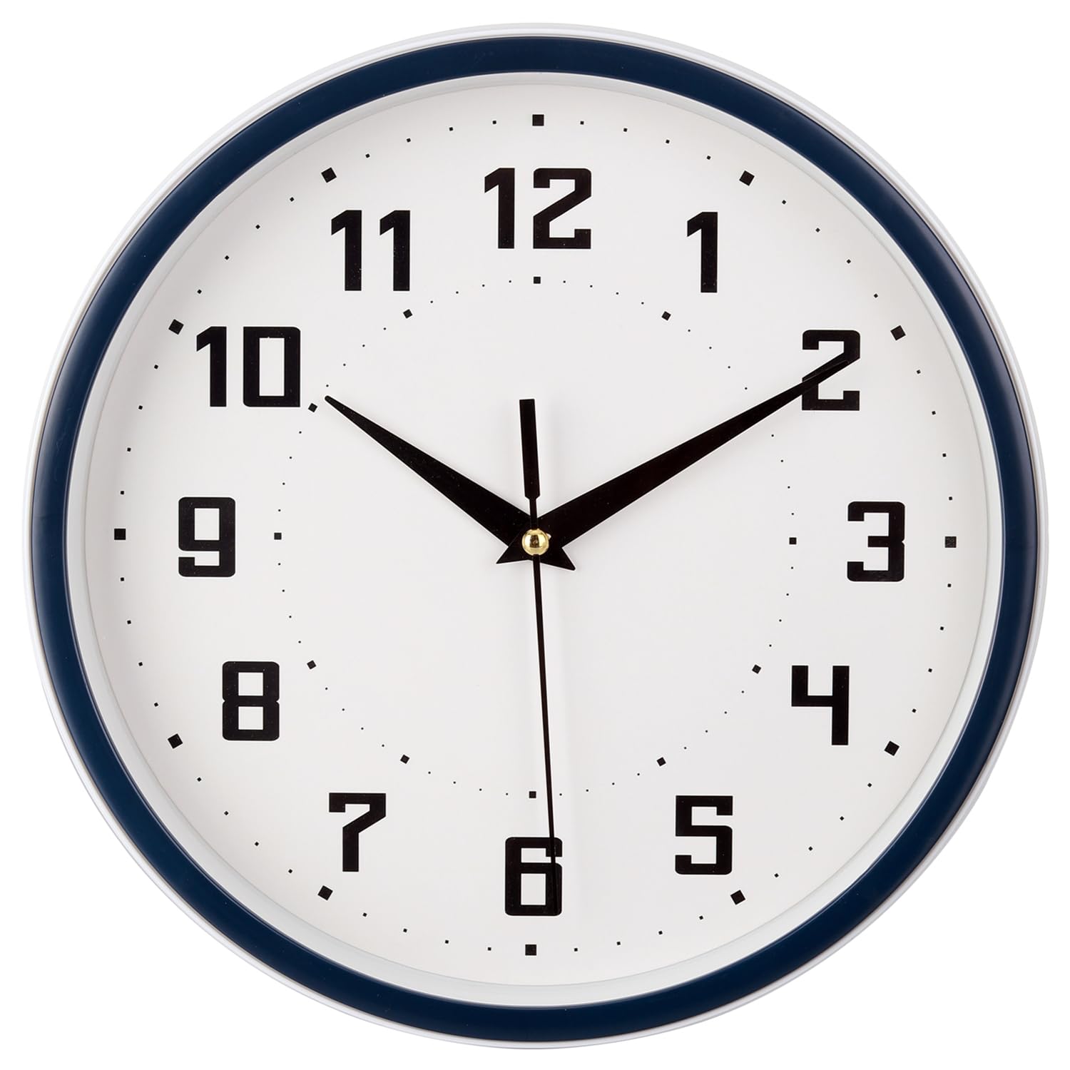 Topkey Silent Round Wall Clock Kitchen 9 Inch Modern style Non-ticking Decorative Bedroom Office Study Room Kitchen Wall Clock-Blue