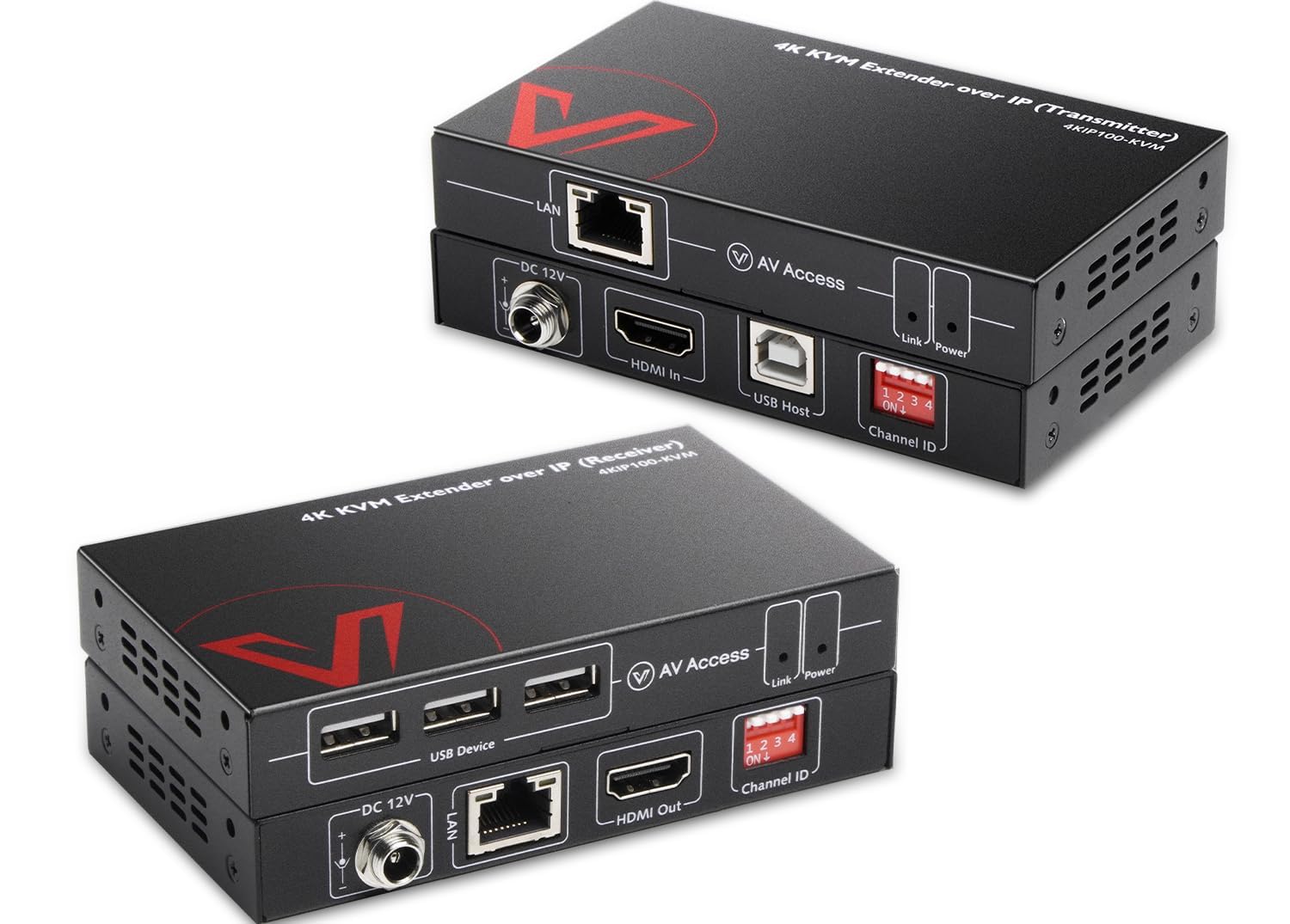 AV Access 120M/390ft 4K KVM Extender over TCP/IP Ethernet, 120Hz High Fresh Rate, 16 Sets DIP Switch, 3 Ports USB 2.0, 4K@30Hz 1080P@120Hz over Single Cat5e/6 Cable, Zero Latency