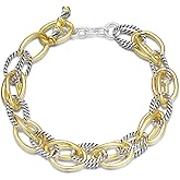 UNY JEWEL Luxury Fusion Twisted Cable Link Chain Bracelet for Women Shinny Designer Dupes Statement Jewelry Two Tone Gold Wire Link