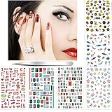 Holiday DIY Water Transfer Nail Art Stickers, Nail Beauty Decals Water-Slide for Women Girls Kids, Fake Temporary Nail Wraps Gift, 6 sheets Perfect Dress up for Nails