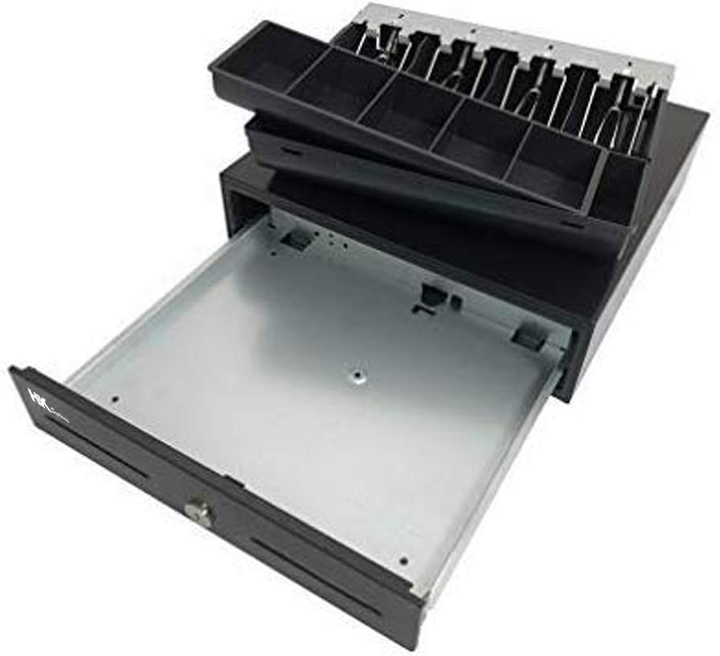 HK SYSTEMS 13" Heavy Duty Compact Black Manual Push-Open Cash Drawer with 4 Bill /5 Coin Till : Office Products