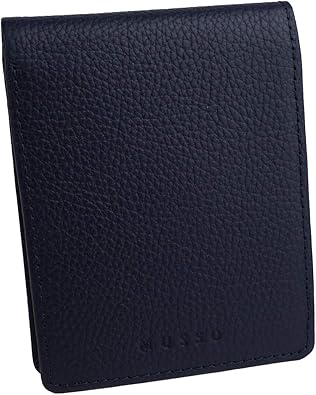 Amazon Musso 財布 メンズ 男性 二つ折り財布 折りたたみ財布 薄い 小さい財布 本革 シュリンク おしゃれサイフ レザー エレガント ギフト 祝い プレゼント Musso サイフ 財布 ネイビー 財布