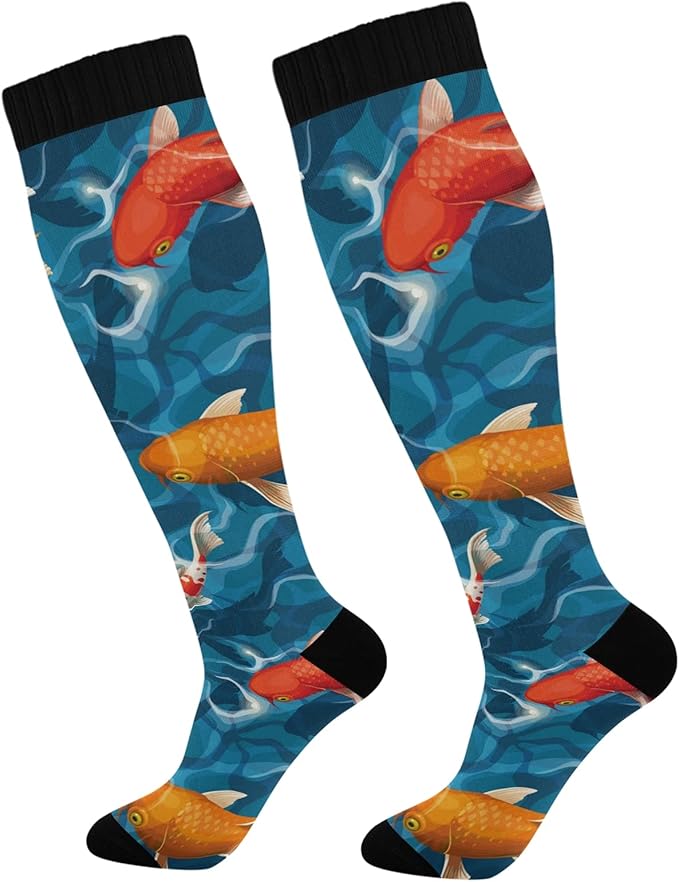 UNISE Koi Fish Watercolor High Socks Novelty for Men Women