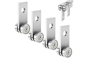 WIMART 304 Stainless Steel 2-Wheel Trolley Assembly Rollers, 2 Bearings Strut Channel Trolley Hardware, Stable Strut Roller Trolley for 1-5/8" Wide and All 1-5/8" or Taller Strut Channel (Pack of 4)