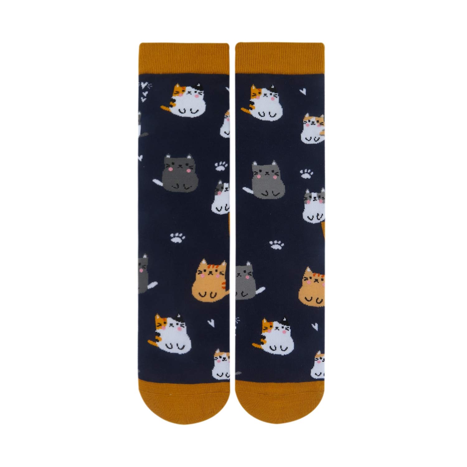 Dogs Cats Socks Novelty Womens Funny Cute Animal Crew Socks Cotton Colorful Crazy Cosy Dress Socks (Yellow)