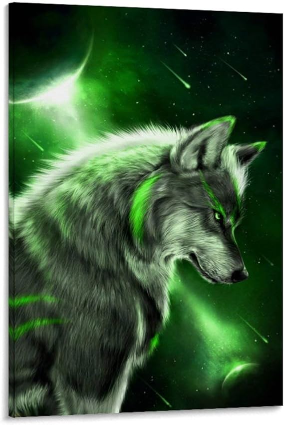 KEMS Póster de la muerte del lobo con un fondo verde brillante en