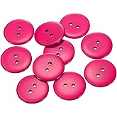 HARFINGTON 10pcs Resin Sewing Button, 28mm (1 1/8-inch) 2 Holes Round Craft Decorative Buttons for Coat, Clothes Holiday Decoration, Rose Red