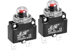 uxcell Thermal Circuit Breakers 8A 125/250V AC 32V DC Push Button Reset Overload Protector Switch with Waterproof Cap 2 Pcs