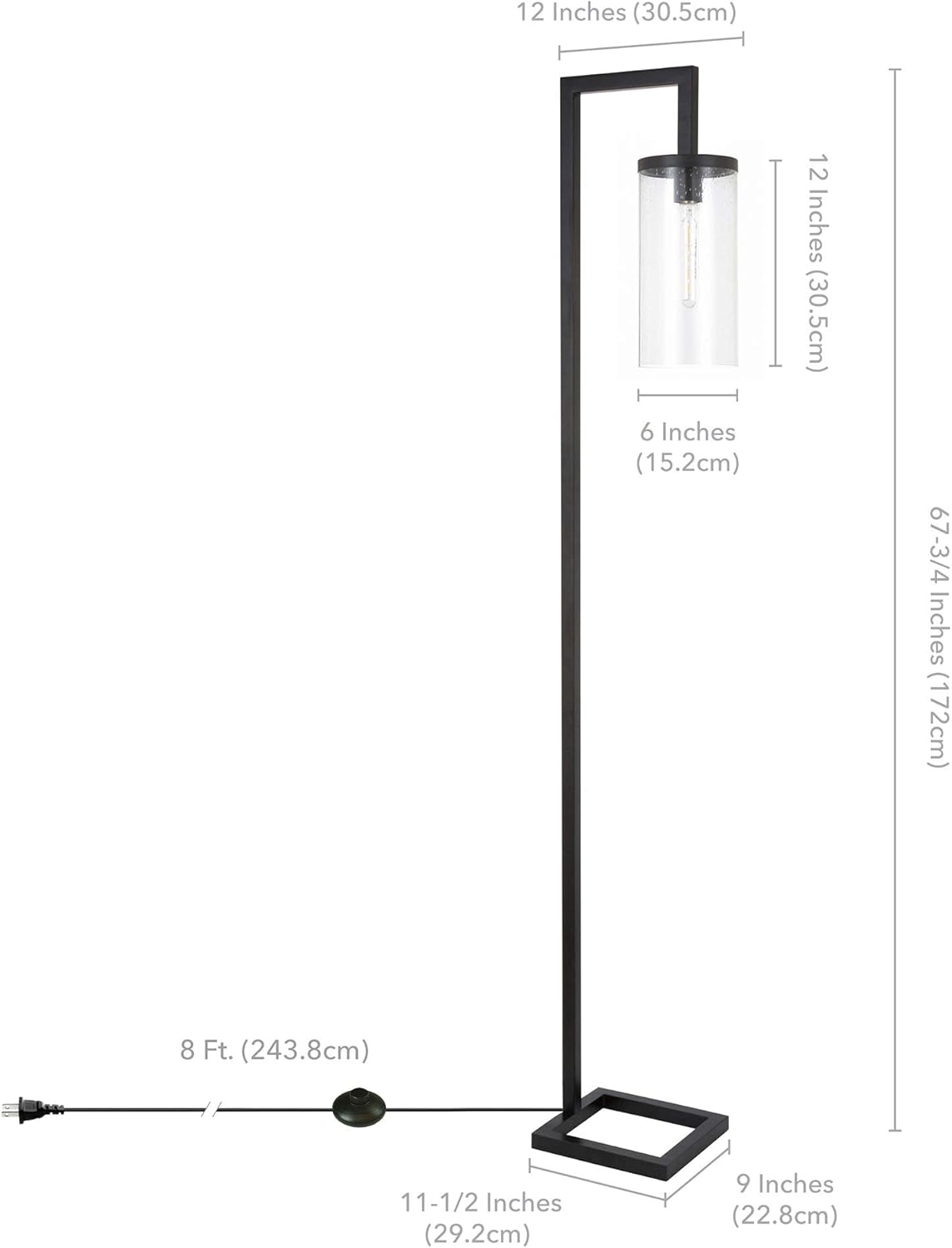 Henn&Hart FL0014 Modern farmhouse seeded floor lamp, One Size, Black - - 
