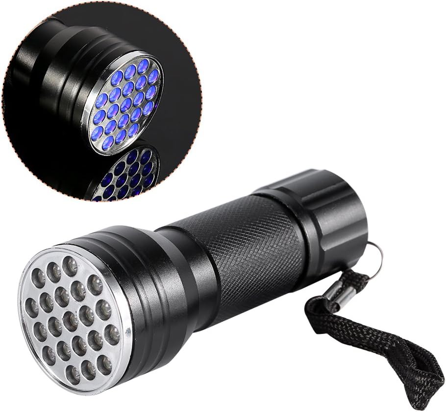UV Flashlight 21 LED Ultraviolet Flashlight Black Light with 3AAA Batteries UV Flashlight Black Light for Pets Stains Detector Dog Urine Cat Urine and Bed Bugs
