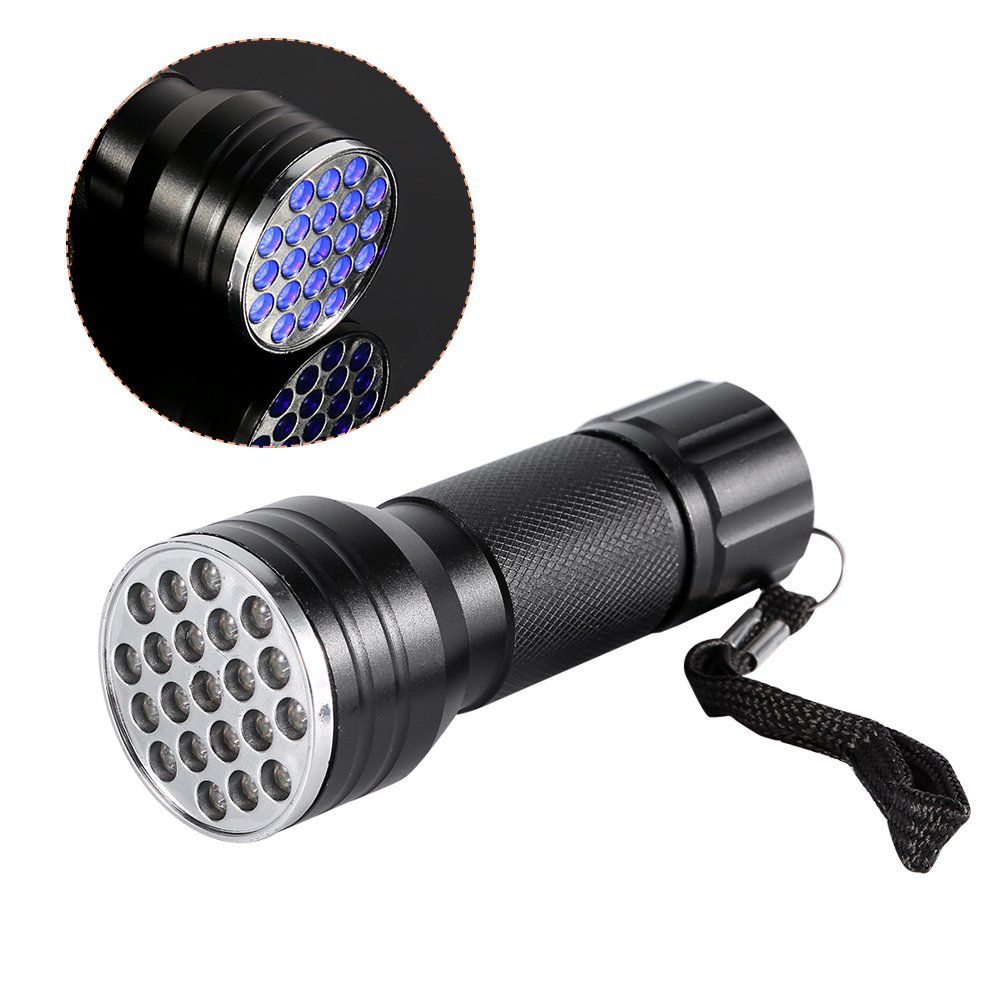 UV Flashlight 21 LED Ultraviolet Flashlight Black Light with 3AAA Batteries UV Flashlight Black Light for Pets Stains Detector Dog Urine Cat Urine and Bed Bugs