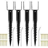 kdgarden Premium No Dig Ground Anchor Black U-Model Screw in Post Stake 27" Long Anchor Fits Full Sized 4"x4" Posts, Great for Mailbox Posts and Fence Posts, 4-Pack