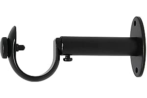 Urbanest Adjustable Solid Zinc Curtain Rod Bracket Wall Holder, Fits Up to 1 1/8" or 1 1/4" Rod, 1 Piece - Black