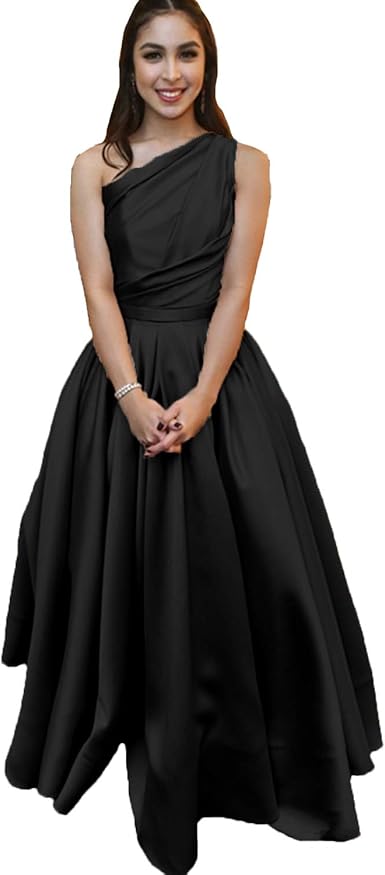 black satin ball gown