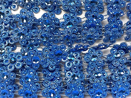 Royal Blue Plastic Flower Design Craft Trim Multipurpose Trimming 8 Yards