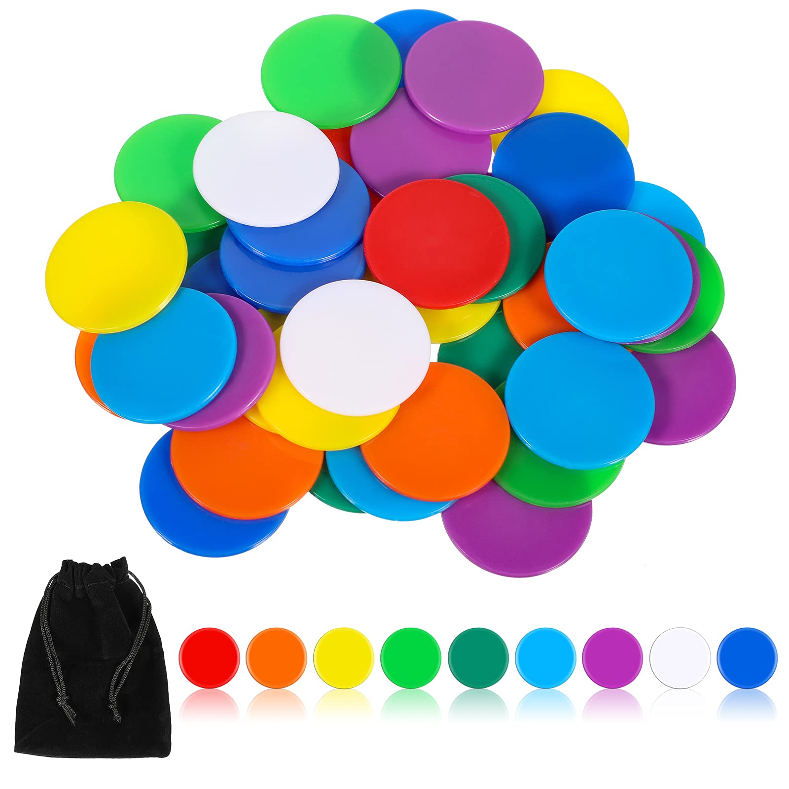40 Pieces Small Counting Chips Counting Bingo Chips Multicolored Colour Counters Leaning Resource Plastic Markers with Storage Bag for Kids Math Counting Education or Games (Multi Color)