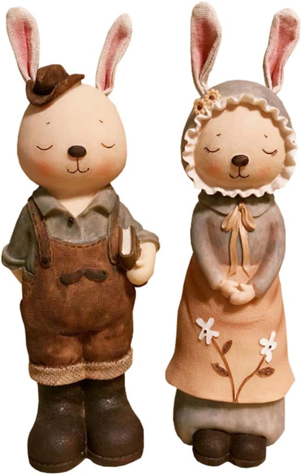 Par Coelho Resina Estatueta