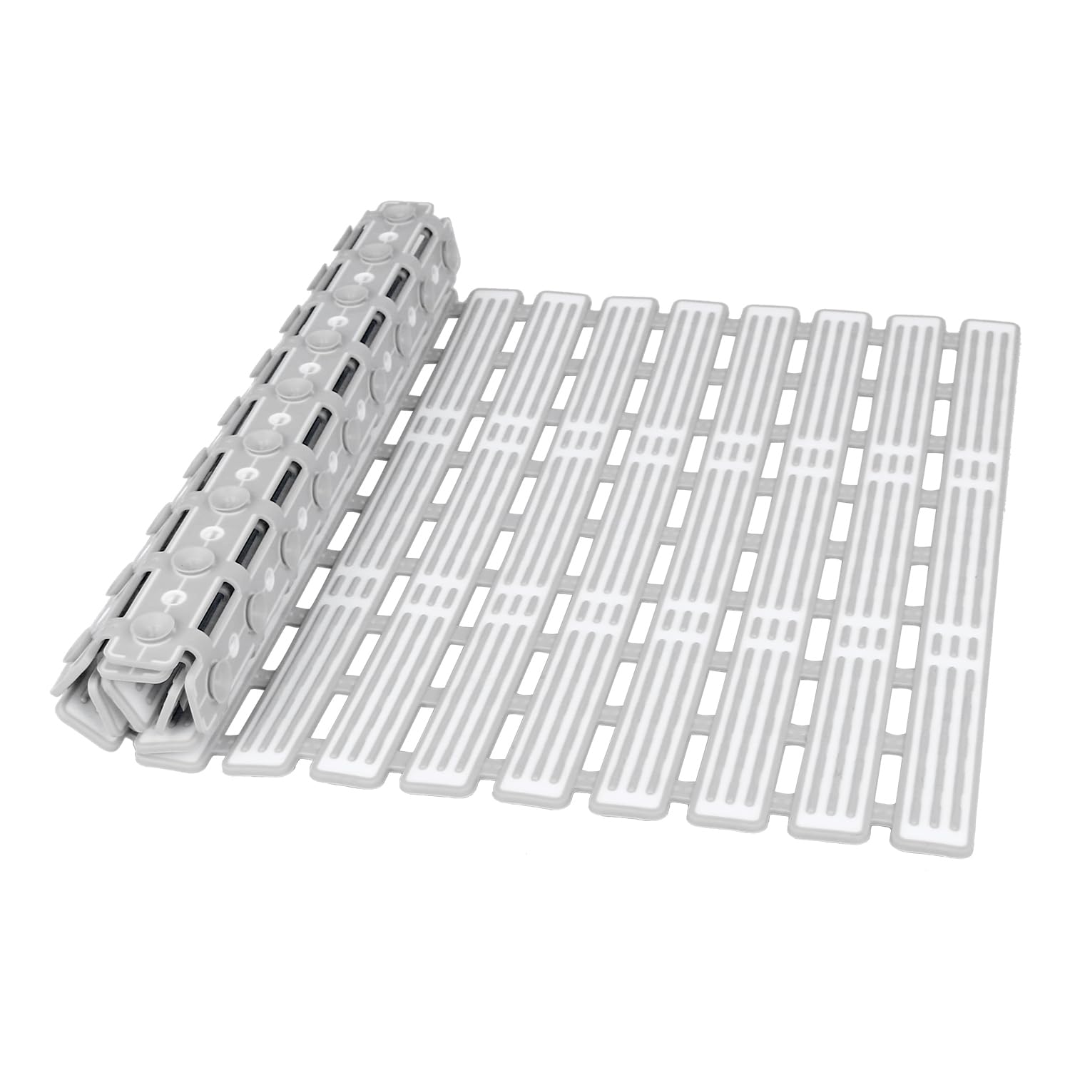 Shower Mat Non Slip Anti Mould-90 x 40 cm Extra Long Grey Bathtub Mats for Elderly-Anti Slip Shower Mats for Inside Shower-Washable Bath Tub Mats with Suction Cups & Drainage for Bathroom Cut to Size
