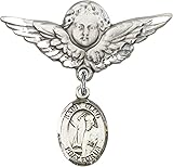 Sterling Silver Baby Badge Guardian Angel Pin with