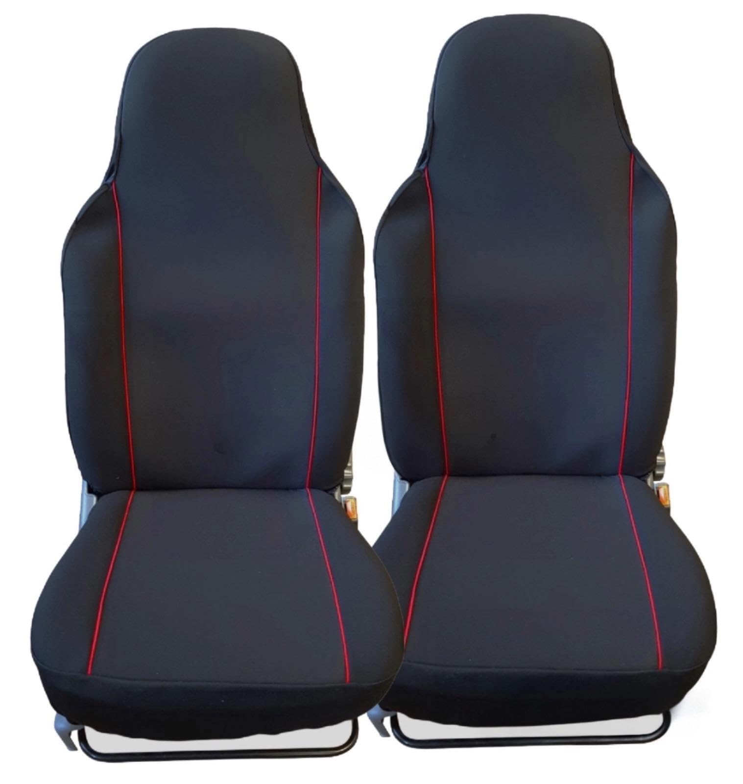 Carseatcover-UK Luxury Universal Car Seat Covers Front Pair, Car Seat Protector, Black with Red Trim, Heavy Duty Fabric