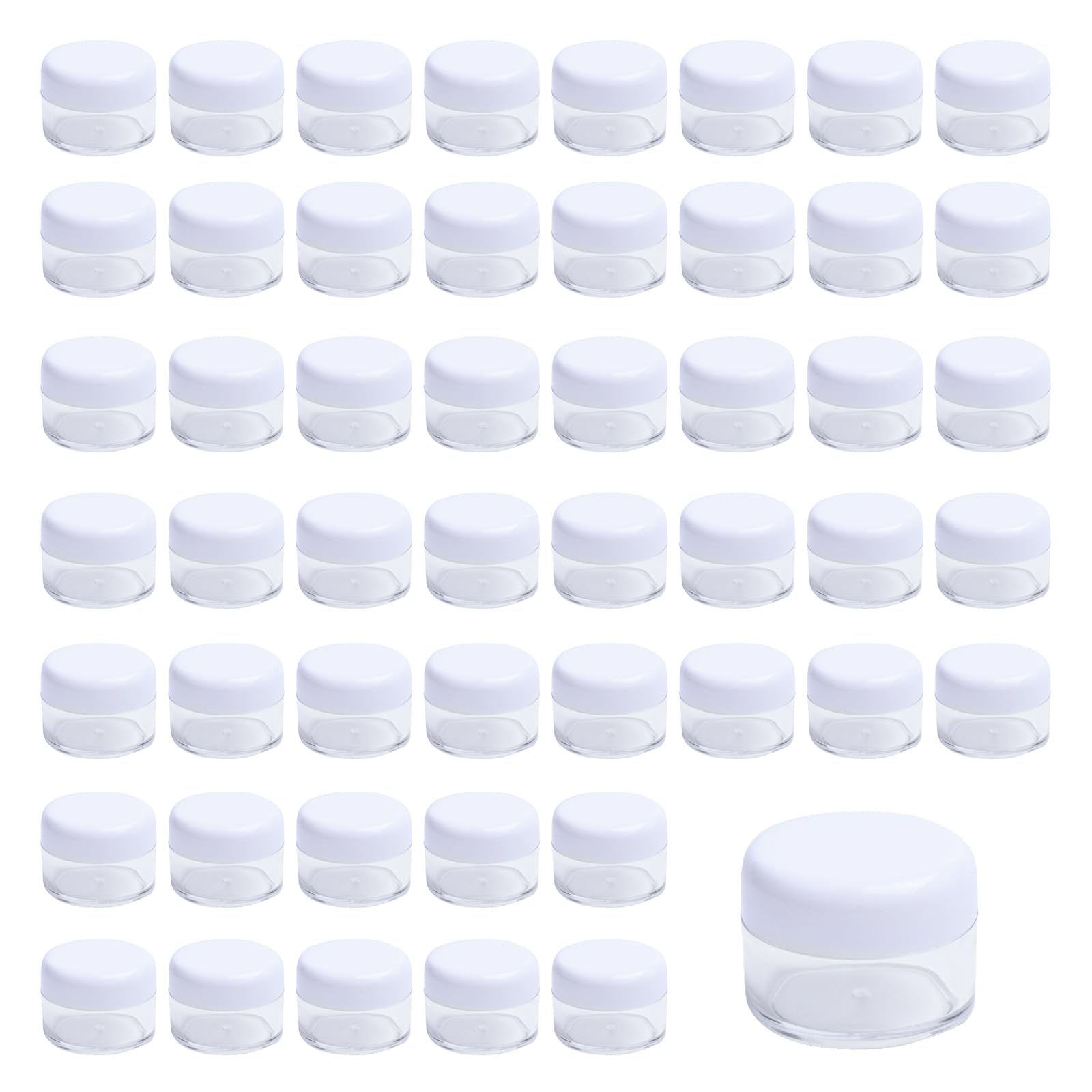50PCS Empty Plastic Cosmetic Jars 20ml (0.7 oz) Small Round Containers with Screw On LidsLeak Proof Travel Jars for Cream, Lipstick, Eyeshadow, Makeup Samples & DIY Supplies