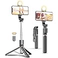 Yeaki Stable Selfie Stick Tripod with Fill Light, Bluetooth Wireless Remote with Switch, for iPhone 16/15/14/13/12/11/XS Max/8/7, Samsung Galaxy S21/S20/S10/S10+, Google Pixel 5a/5/4 XL/4, Huawei P40
