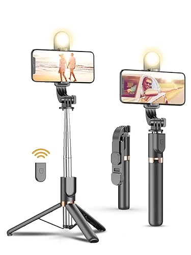 Yeaki Stable Selfie Stick Tripod with Fill Light, Bluetooth