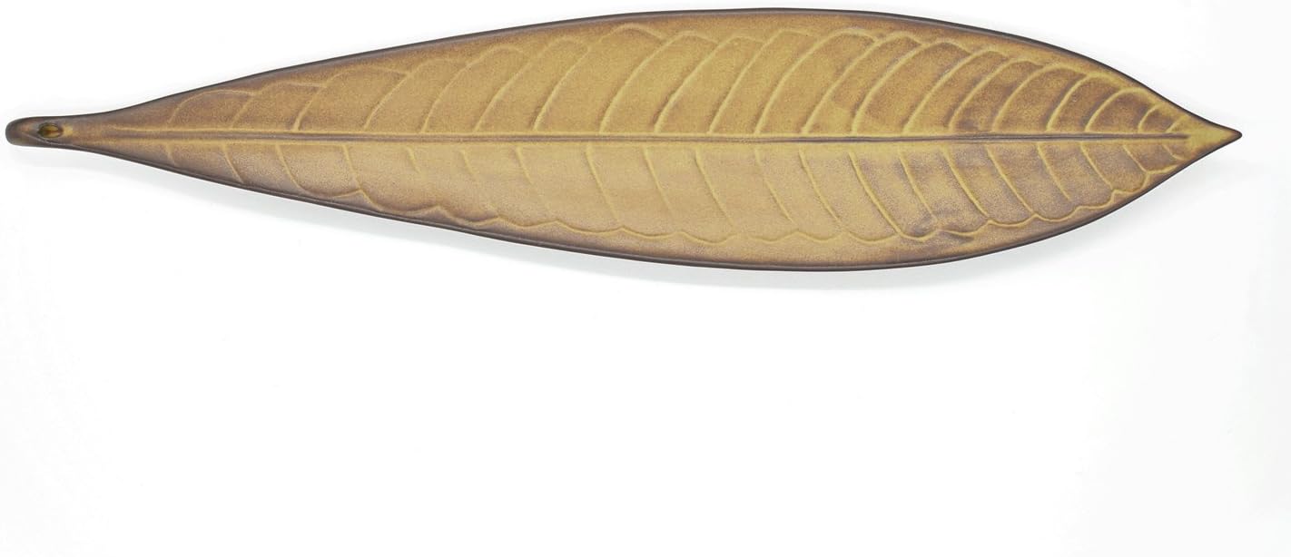 Djiale Incense Stick Holder Ceramic Incense Burner with Ash Catcher(Leaf Brown)