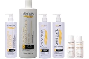 Celine Claire Keratin Hair Treatment System, Smoothing Complex, Shampoo, Conditioner, Bonding Serum
