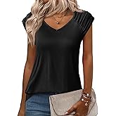 Zeagoo Womens Tops Cute Loose Tank Tops Trendy Casual Dressy Shirts V Neck Cap Sleeve Tops Summer Outfits