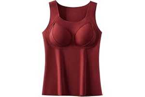 Oplxuo Womens Thermal Tank Tops Built in Bra Warm Underwear High Stretch Sleeveless Camisoles Comfy Soft Base Layer Shirt
