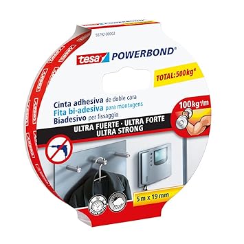 tesa Powerbond Ultra Strong Montageband / Doppelseitiges Klebeband für eine besonders starke und dauerhafte Befestigung ohne 