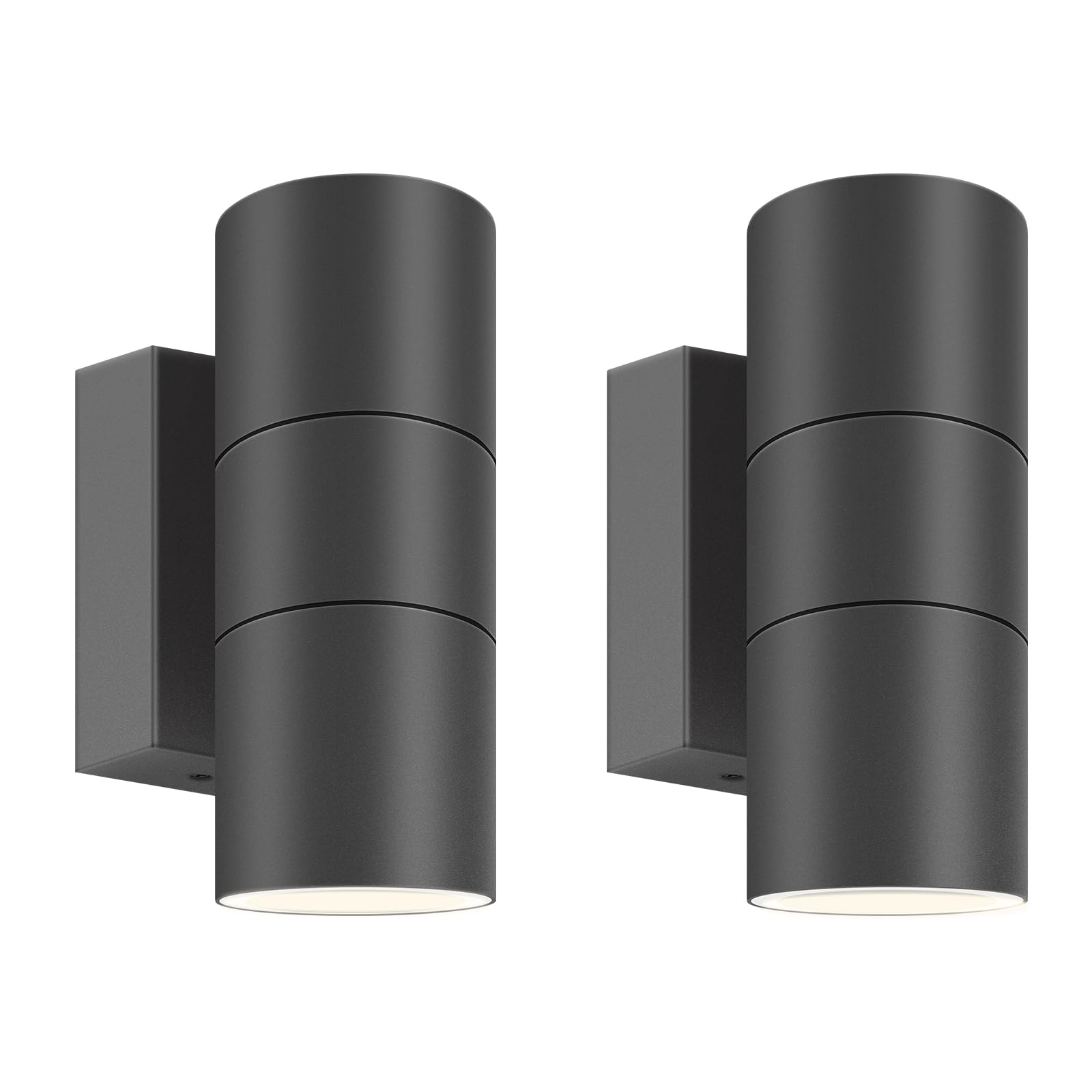Kerry Outdoor Wall Lights, IP65 Waterproof Up Down Outside Lighting Mains Powered, Anthracite Grey Stainless Steel Wall Sconce, External Wall Mount Lamp for Front Door, Porch - 2 Pack (Bulb not inc.)