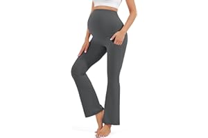 Blisset Women's Maternity Pants with Pockets Over The Belly Pregnancy Bootcut Yoga Pants for Work Casual