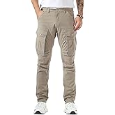 Plaid&Plain Men's Cargo Pants Slim Fit with Articulated Knees
