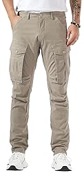 Plaid&Plain Men's Cargo Pants Slim Fit with