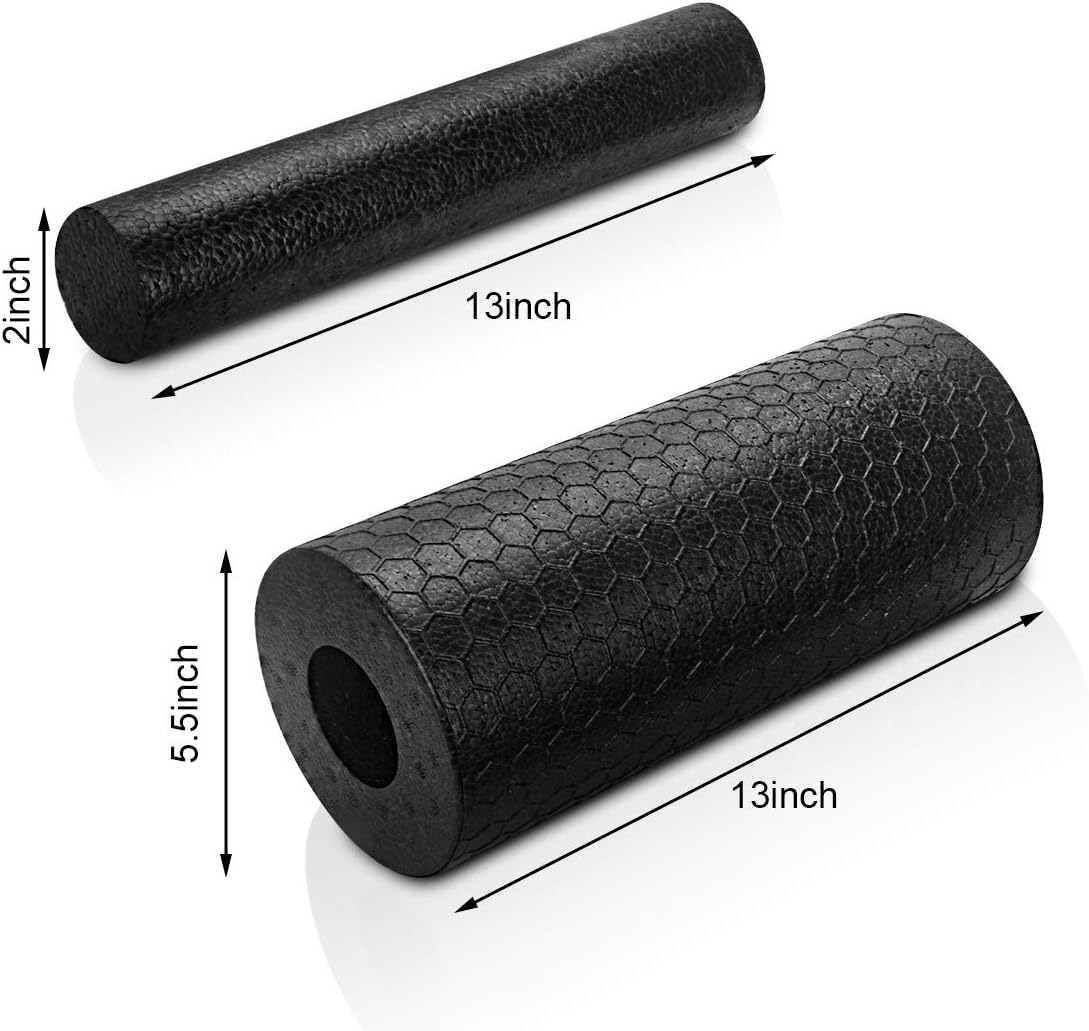 Adkwse 2-in-1 Foam Rollers with Storage Bags Extra Firm High Density Exercise Yoga Roller for Physical Therapy & Exercise, Back Stretching, Muscles Deep Tissue Massage: Health & Personal Care