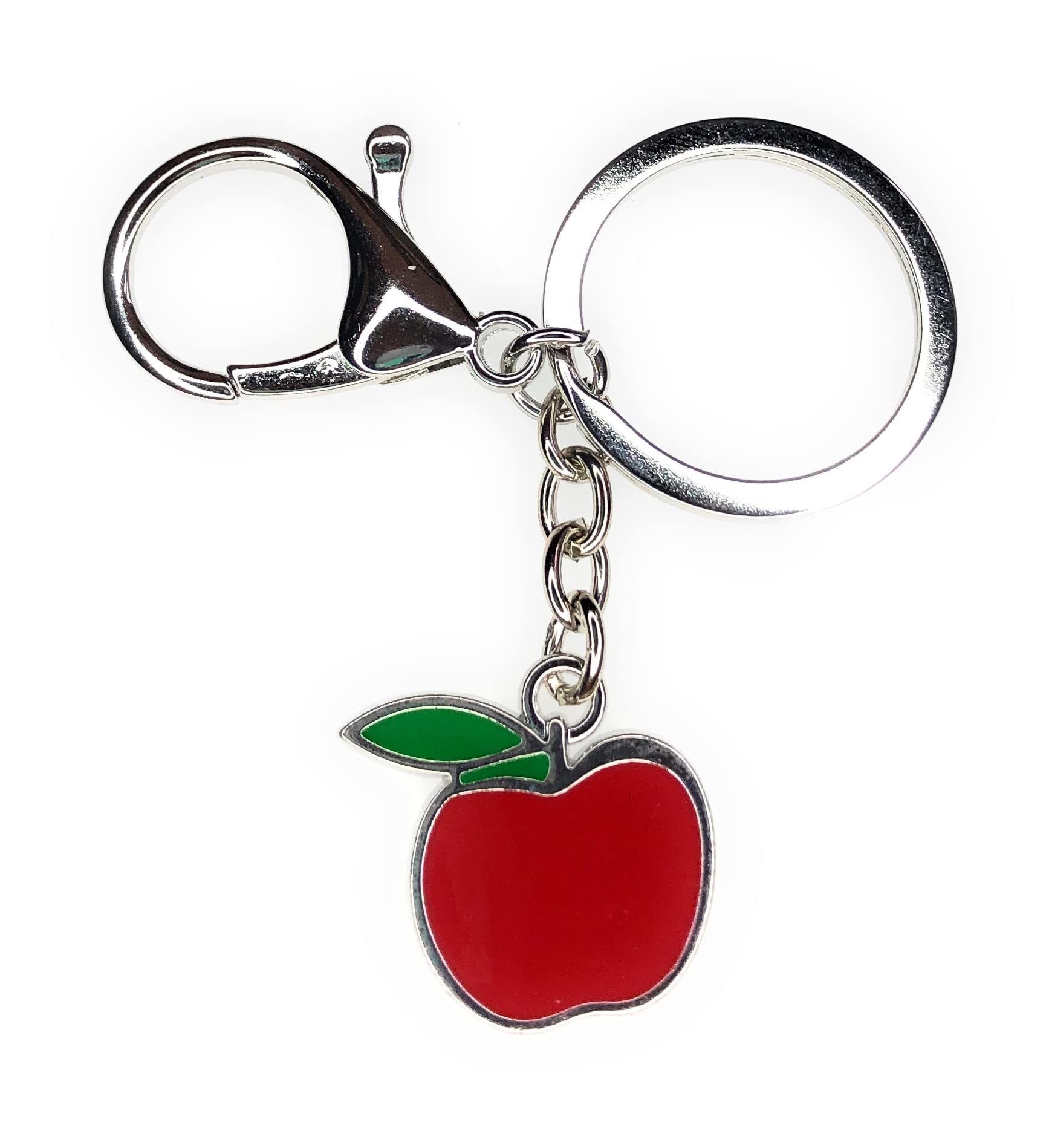 FizzyButton Gifts Red Apple Keyring Key Ring with Enamel Charm and Lobster Clasp