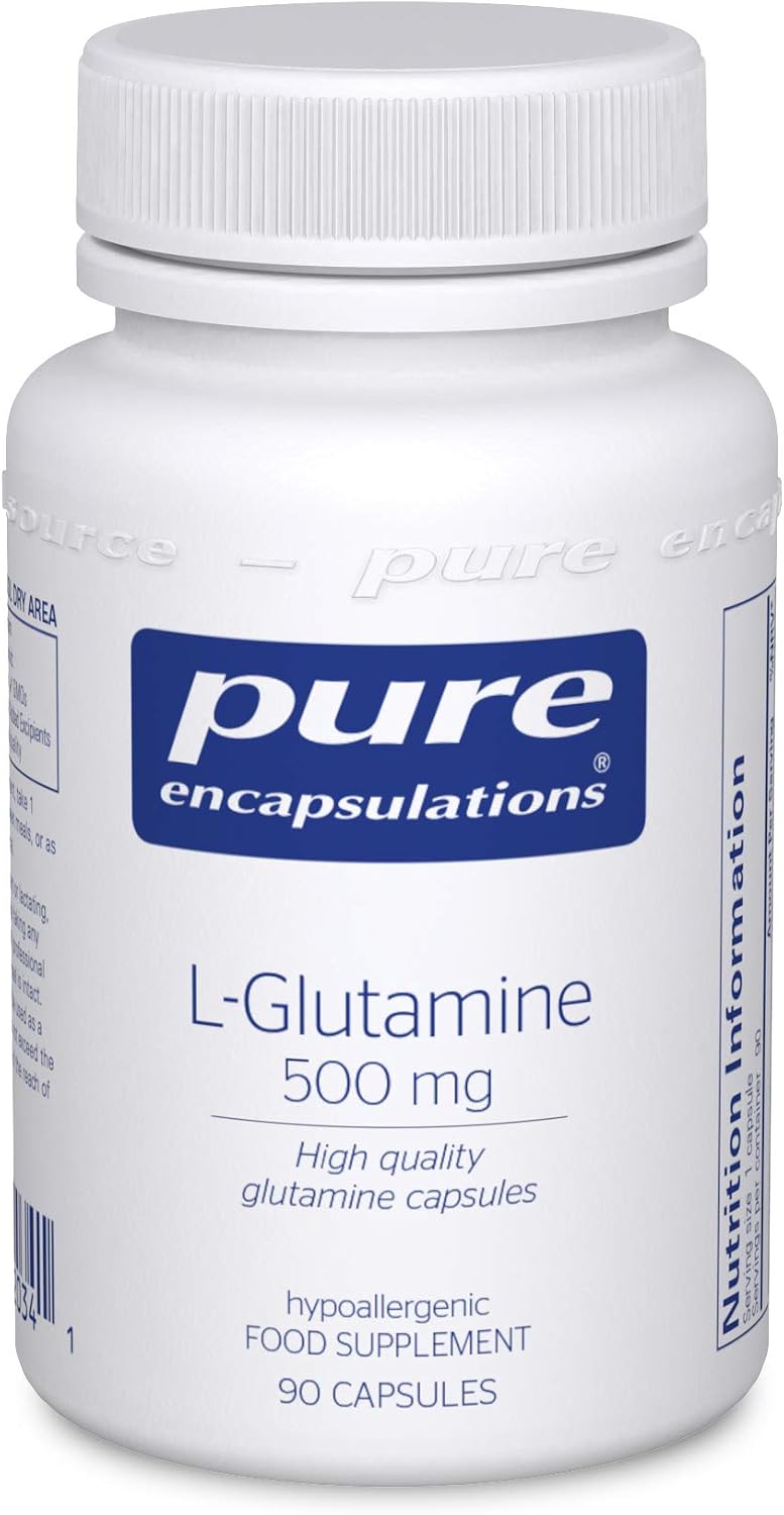 Pure Encapsulations L-Glutamine 500mg - Energy and Immune Support - 90 Capsules, Red, 90 count (Pack of 1)