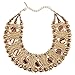 Kaymen Jewelry Luxury Gold Plated Copper Chians and Crystal Stone Knit Statement Choker Necklaces for Women 4 Colors (Coffee)