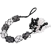 mookaitedecor Black Tourmaline & Selenite Crystal Hanging Ornament with Chip Stones Tassels Feng Shui Car Hanging Decor for Home Yoga Meditation