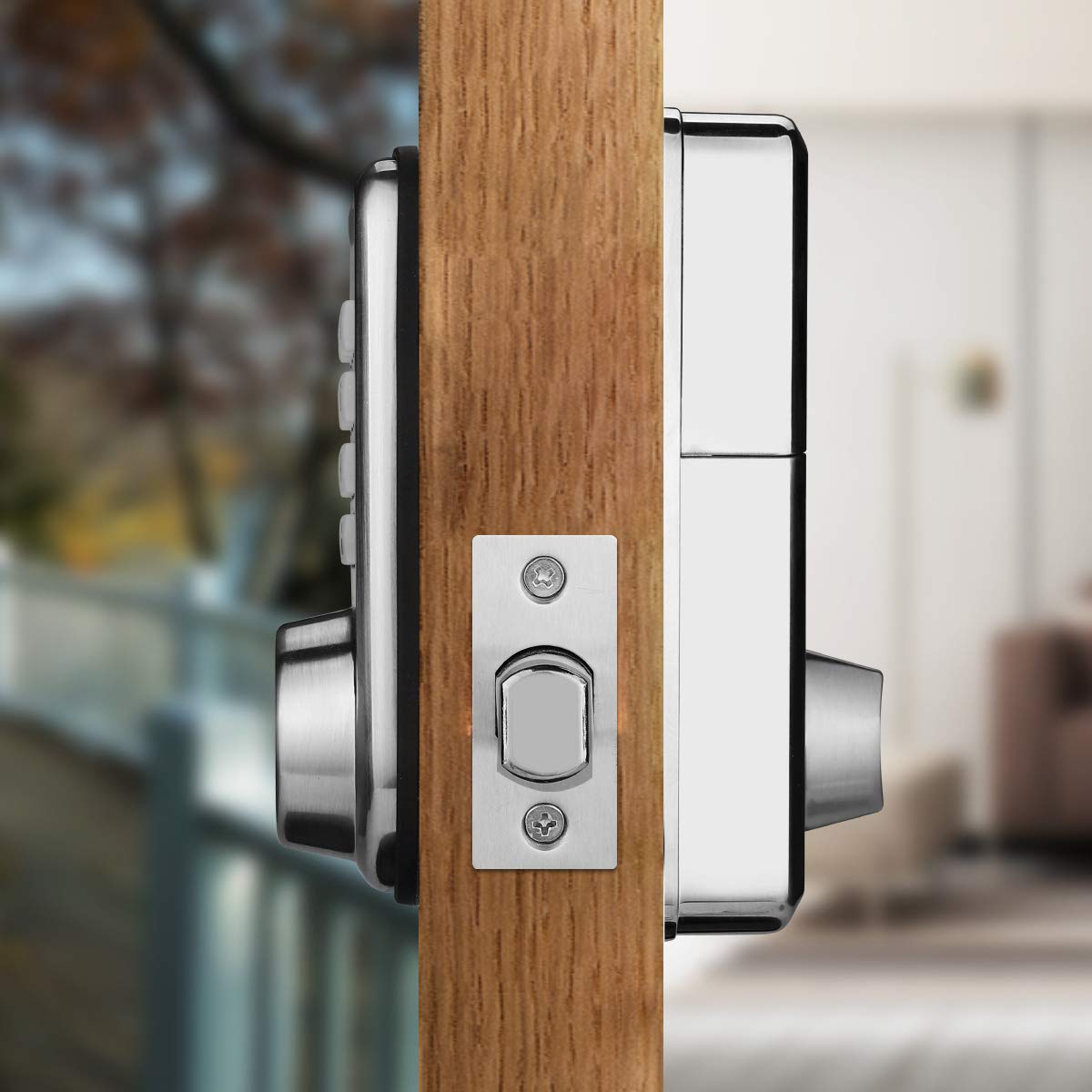 Keyless Smart Code Lock,Manhaoya Security Electronic Digital Keypad Entry Door Lock with Entry Deadbolt Emergency Key Zinc Alloy (Sliver)