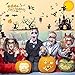 JVIGUE Happy Halloween Wall Decals Pumpkins Spooky Cemetery Witch and Bats Tomb Wall Stickers for Halloween Decoration