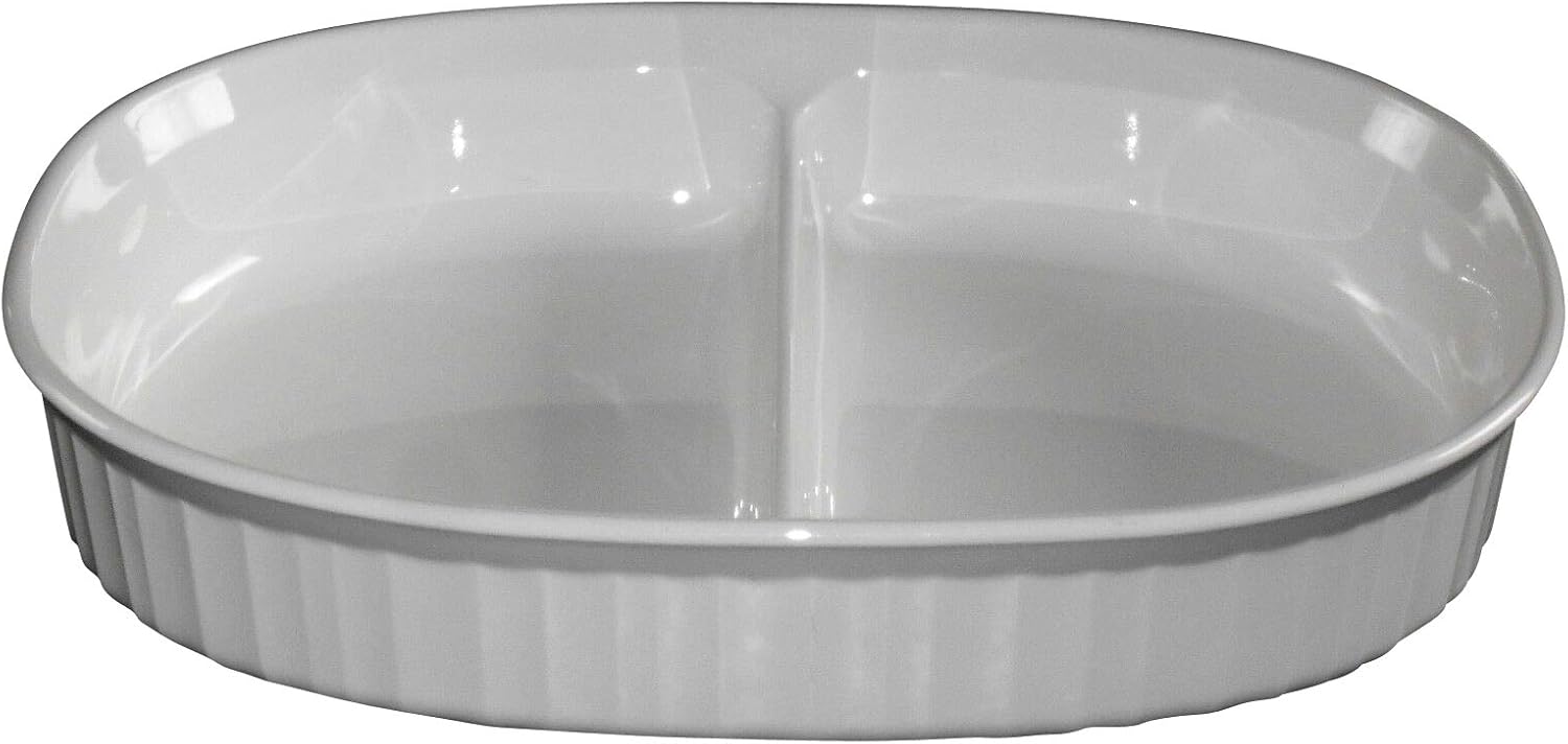 Corning Ware Oval Divided Dish in the French White 1.8 Liter F6B Amazon.co.uk Kitchen & Home